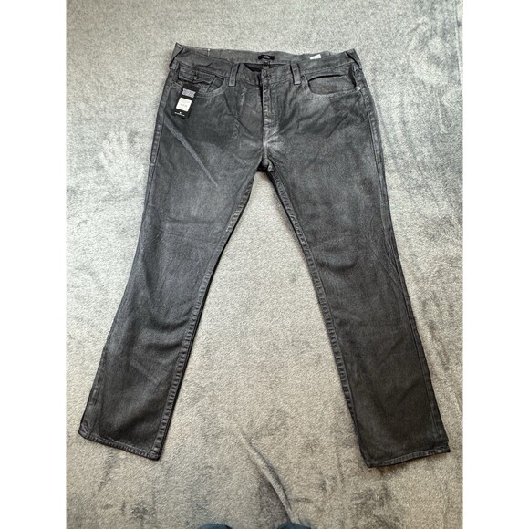 True Religion Ricky Jeans Mens Size 44x32 Blue Denim CasualFlap Foil Coated